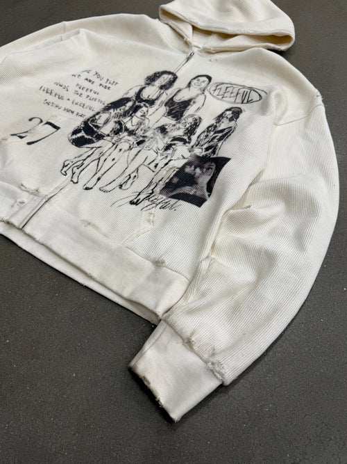 GIRLS LOVE FLEE WAFFLE KNIT ZIP UP